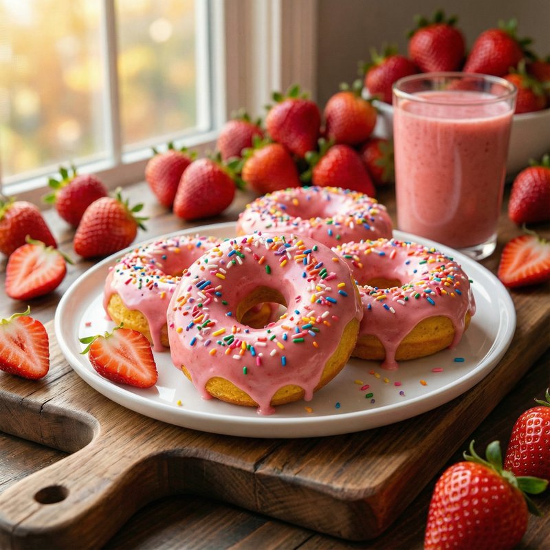 Strawberry Frosted Protein Donuts